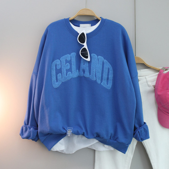 달콩 여성 빅사이즈 봄신상 CE랜드뽀글레터링오버핏맨투맨