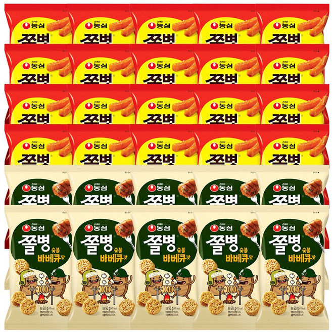 농심 쫄병 (매콤한맛20+숯불바베큐맛10), 82g, 30개
