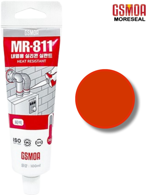 적색 튜브 내열용 실리콘 보일러 방화 방수 방습 방음 방진용 실리콘 실란트 모아실 MR-811, 1개