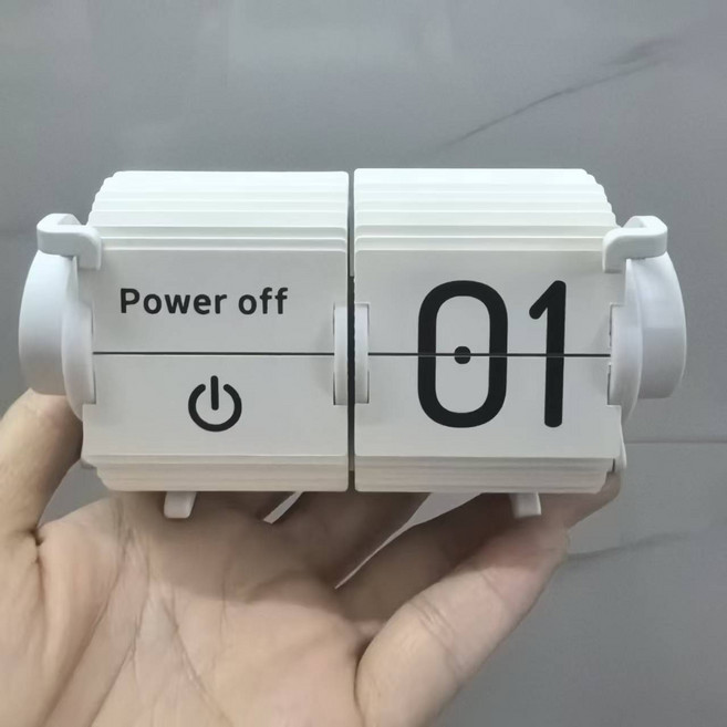 自動調時翻頁時鐘桌面智能多功能電子自動翻頁鍾桌搭擺件, 白色英文:一個