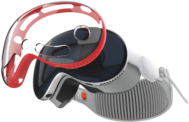 비전프로 투명 보호 케이스 VR VisionPro 스크래치방지, E. 레드, 1개