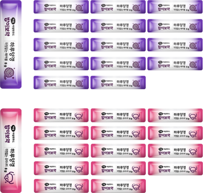 하림펫푸드 밥이보약 CAT 하루양갱 2종 버라이어티팩, 30개, 8g, 혼합맛(걱정없는 헤어볼/걱정없는 유리너리)