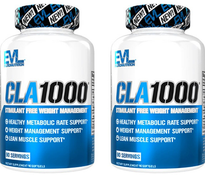 EVLUTIONNUTRITION CLA 1000mg 웨이트 매니지먼트 글루텐 프리 소프트젤, 90정, 2개