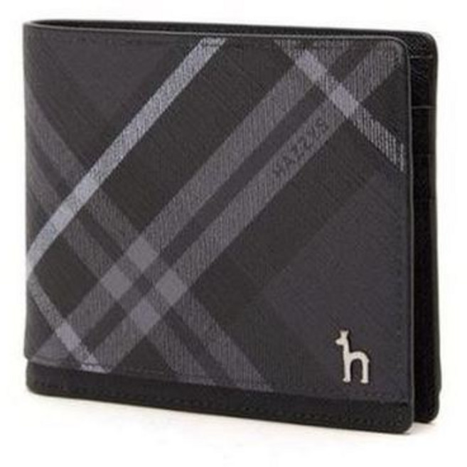 DUBLIN DUBLIN헤지스) 블랙 체크 가죽 2단 반지갑 HJWA5F866BK