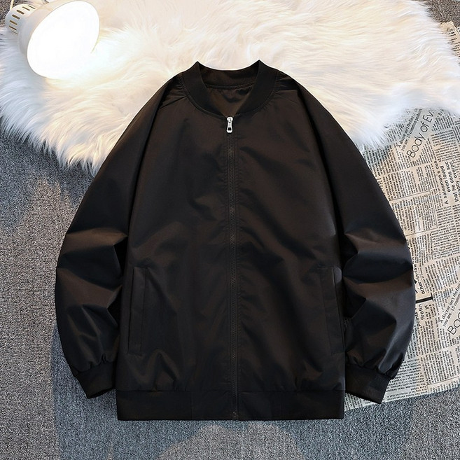 素面防潑水防風夾克 韓版百搭休閒外套 情侶款棒球服工裝外套