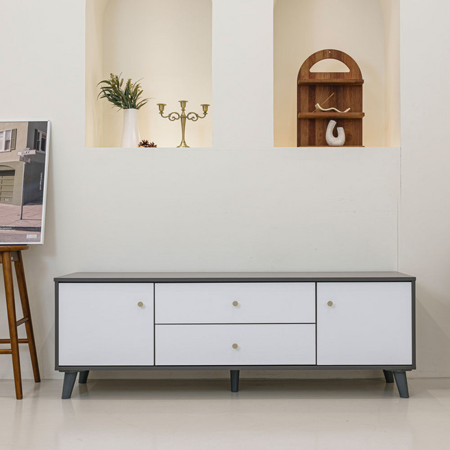 어레어 미텔 TV 티비다이 거실장 1500, 그레이화이트