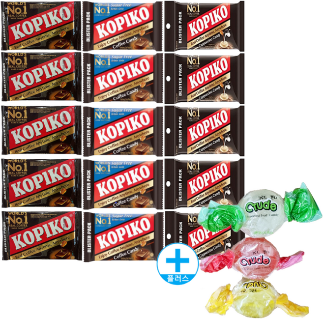 코피코 캔디 3종 세트 커피맛 + 슈가프리맛 + 카푸치노맛 + 크루트캔디 3개, 5세트, 32g