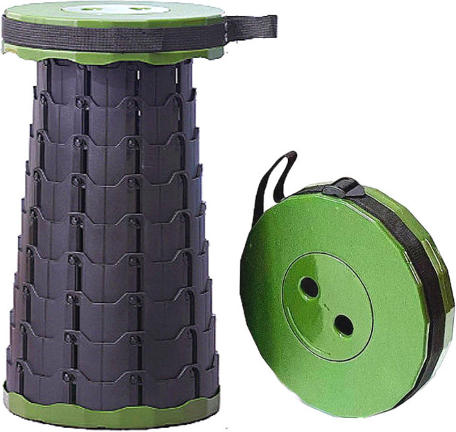 라온플렉스 휴대용 접이식 자바라 의자 높이조절 캐핑 스툴 아코디언 폴딩 체어 간이 대기, 카키블랙, 1개