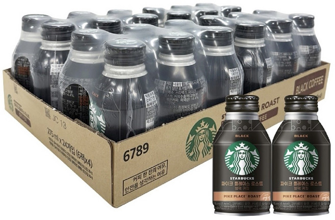 스타벅스 파이크 플레이스 로스트 블랙커피, 275ml, 24개