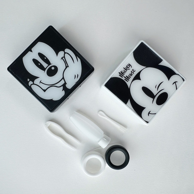 미키마우스 사각렌즈케이스 캐릭터렌즈통 소프트렌즈 휴대용, 화이트, 1개