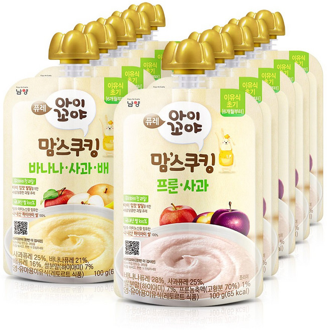 아이꼬야 맘스쿠킹 퓨레 바나나사과배 10개 + 프룬사과 10개 세트, 1세트, 100g