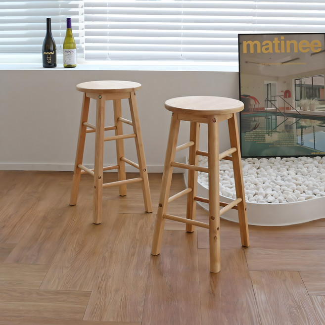 에코DIY 원목 원형 바 스툴, 내츄럴, 1개
