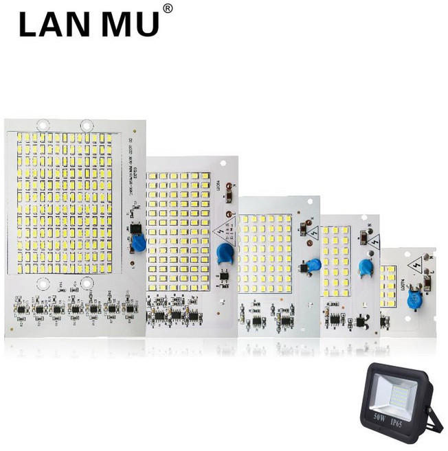 LED 램프 220V SMD 전구 2835 스마트 IC 조명 입력 10W 20W 30W 50W 100W 야외 투광, AC 200-240V, 웜 화이트