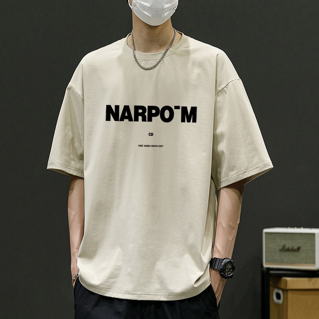 NARPO'M 夏季薄款圓領字母印花短袖T恤