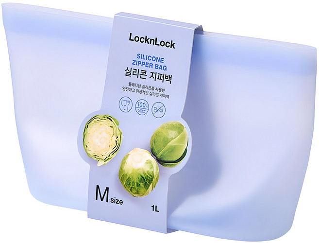 락앤락 실리콘 지퍼백 1L 블루, 1개, 단품