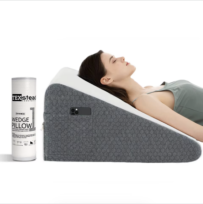 텍스스테드 불면증 완화 다기능 역류방지 쿠션 다용도 등받이 웨지필로우, 다크그레이
