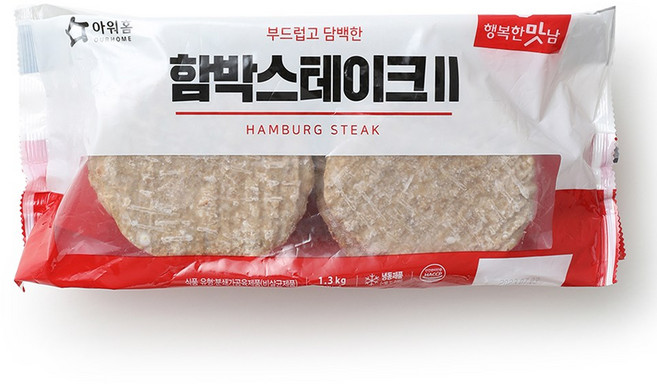 냉동 아워홈 행복한맛남 함박스테이크II 1.3kg 1BOX(4입), 4개