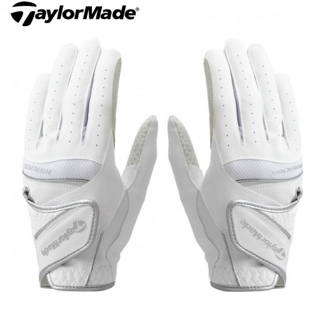 테일러메이드 TD310 여성용 인터크로스2.0 골프장갑 양손세트, 화이트/실버