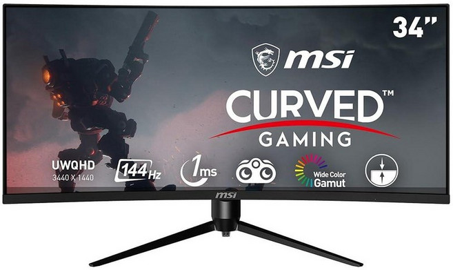 Msi Optix MAG342CQR 34인치 곡선형 게이밍 모니터 - 3440 x 1440(UWQHD) 1500R 곡률 144Hz 재생률 1ms 응답 시간 AMD 프리동