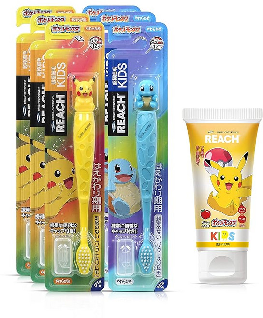 REACH(리치) 키즈 칫솔포함(피카츄꼬부기) 각3개+양치가 루60g