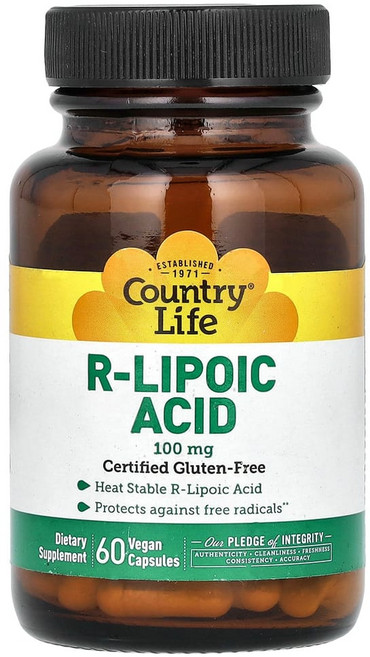 컨트리라이프 R-리포익 애시 100mg 비건 캡슐 글루텐 프리, 1개, 60정