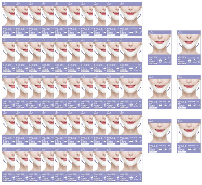 로로스키니 하이드로겔 턱 v 브이라인 리프팅 라인 팩1매 마스크 패치 1일1팩 팔자주름 넥 기타패치, 56개