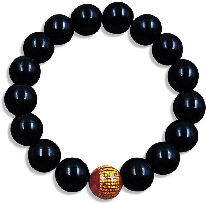 반야심경 팔찌(14mm) 염주 흑요석