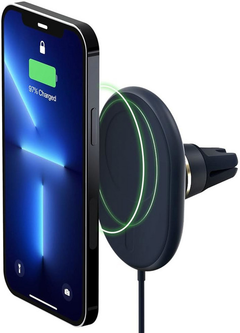 MagSafe iPhone용 iOttie Velox 마그네틱 무선 자동차 마운트 - 충전기 포함. 12~15 시리즈와 호환됩니다, Qi Wireless Charging, Air Vent, 1개