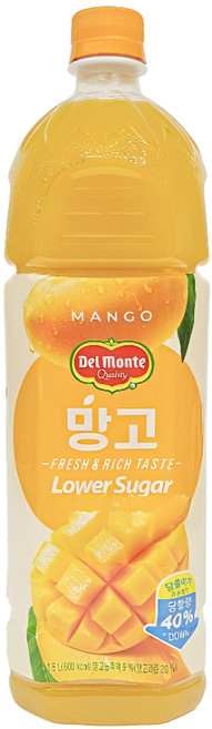 롯데칠성 델몬트 망고 로어슈거, 1.5L, 2개