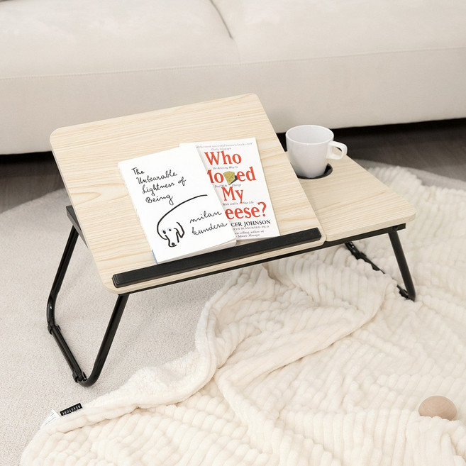 비스토어 접이식 베드 테이블 미니 폴딩 노트북 좌식 침대책상 3종, 각도조절 접이식 테이블, 화이트