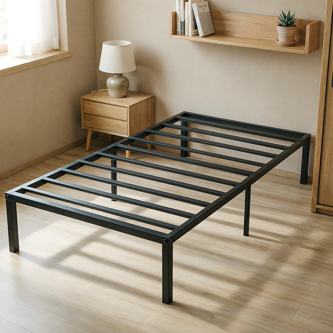 Kipnos 철제 프레임 침대 매트리스 안방 원룸 아파트 받침, 검은색