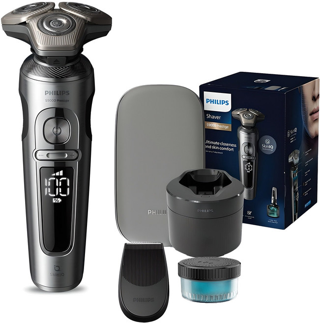 필립스 SkinIQ 9000 프레스티지 시리즈 전기면도기, SP9841/32, 브라이트크롬