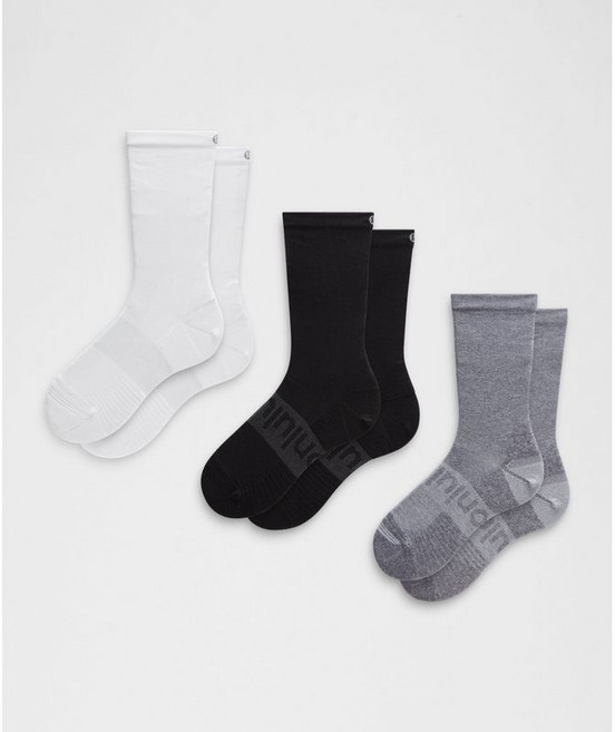 [국내매장판] 룰루레몬 유니 파워 스트라이드 크루 삭스 *3팩 WHT HTRG BLK LU9CPLS-035500 248853
