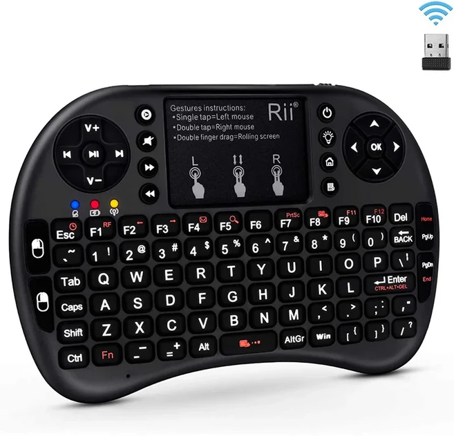 Rii 미니 블루투스 키보드 터치패드 백라이트 휴대용 2.4GHz 무선 스마트폰 노트북 PC 윈도우 맥 TV, 02 i8 Plus Wireless