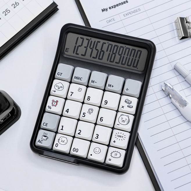 홈앤키즈 카카오프렌즈 라이프이즈하드 전자 계산기 카카오 키캡 귀여운 예쁜 휴대용 일반계산기 사무용계산기 미니계산기 잔자계산기 단체선물, 1개, KF 라이프이즈하드 전자 계산기