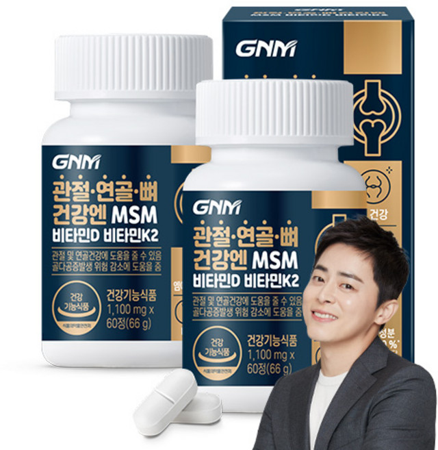 자연의품격 관절 연골 뼈건강엔 MSM 비타민D 비타민K2 영양제, 60정, 2개
