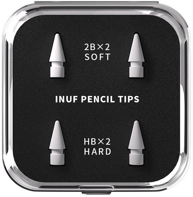 아이너프 애플펜슬 1 / 2세대 호환 펜촉 하드 HB 2p + 소프트 2B 2p 세트, 1세트