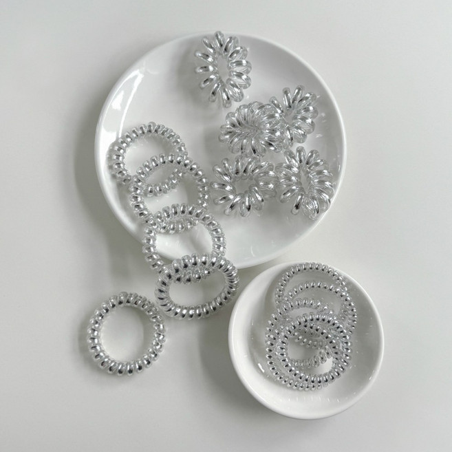 에브리테일 실버 스프링 머리끈 자국 없는 전화선 머리끈 3종 15p