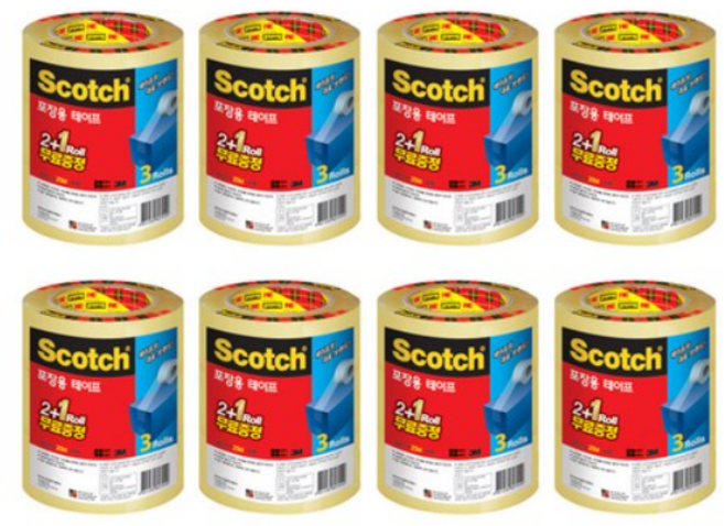 쓰리엠 스카치 포장용 박스테이프 3625V 48mm x 25m 3p, clear, 8개