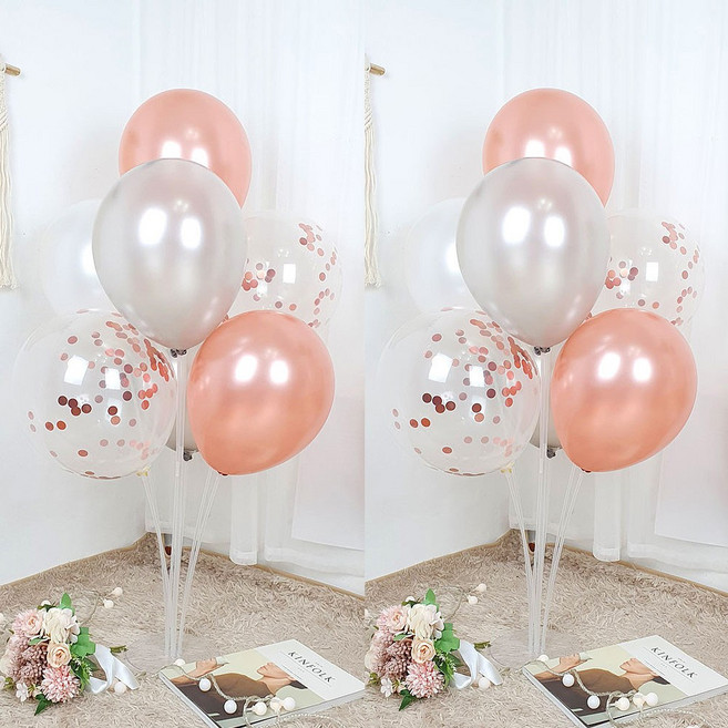 파티앤온 풍선꽂이 펄풍선 스탠드 장식 세트, 2개, 1.로즈골드 반짝