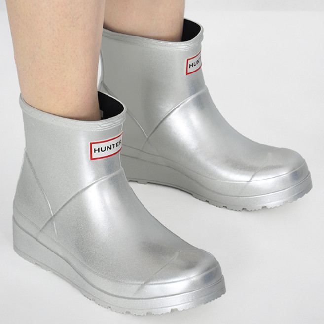 헌터 Hunter play short rain boots women 레인부츠 장화 여성 슈즈 메탈릭 실버