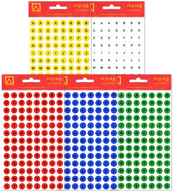 세모네모 알파벳 레터링 스티커 320 지름9mm 7매, 흰색