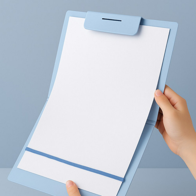 꾸러미 접이식 클립보드 A4 A5 2단 서류판 문서결제판 학교 사무용, 1개, 크림치즈화이트