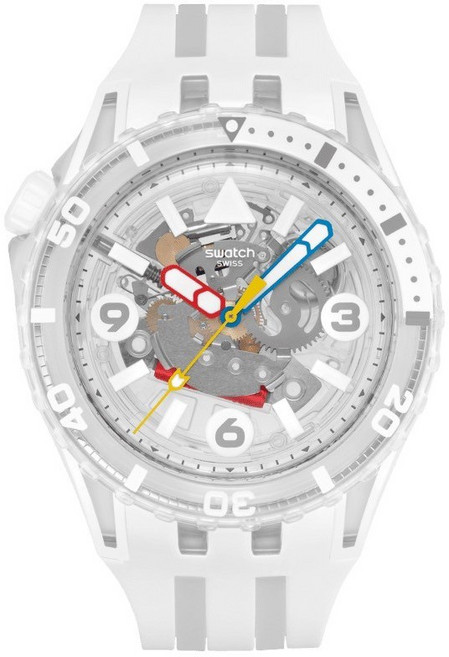 【Swatch】SCUBAQUA SSCU09B100 44mm 白色透明錶殼 現代鐘錶