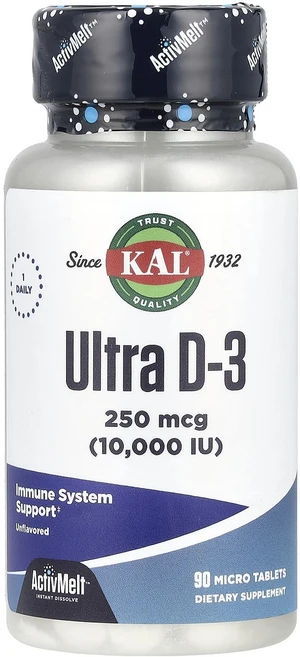 KAL 10000 IU 울트라 D-3 정제 90정 KAL 10000 Iu Ultra D-3 Tablets 90 Count, 90개 (1팩), 1개 - 쿠팡