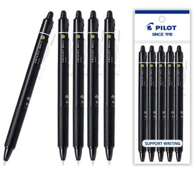 파이롯트 프릭션 노크 지워지는 볼펜 흑색 0.5/07mm 세트, 프릭션 노크 0.7mm 흑색 5개 세트