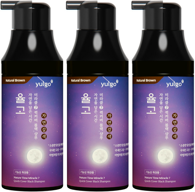 율고 자연을 담은 시간 순한 새치 염색샴푸 자연갈색, 200ml, 3개