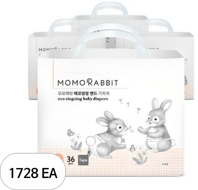 모모래빗 에코씽씽 밴드형 기저귀 아동공용, 소형(S), 1728매