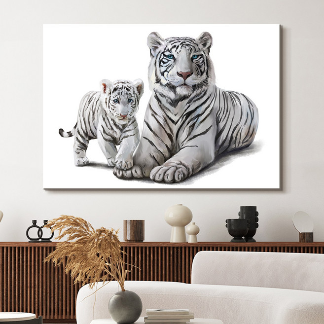 집안지켜주는 수호신 호랑이 황호 백호 인테리어 캔버스 액자 [더아트컴퍼니 액운방지 수맥차단 사업운 돈들어오는 그림], 2. 가정수호 백호