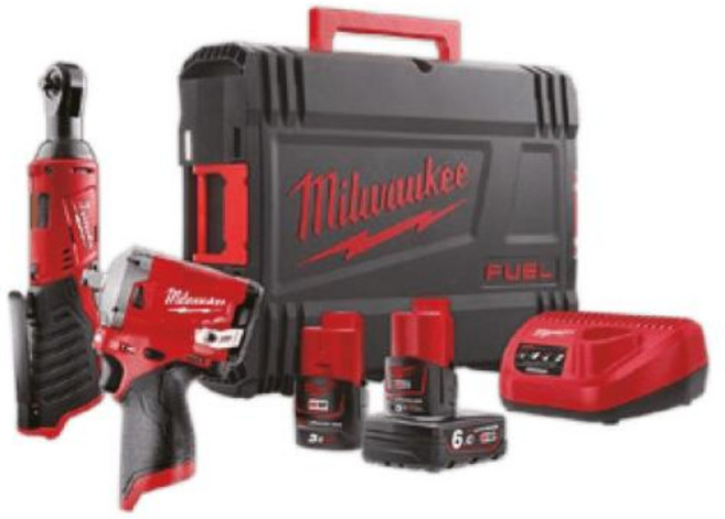 밀워키 콤보 세트 M12 FPP2AR-632X (12V 6.0Ah/3.0Ah) (임펙렌치+라쳇렌치) M12 FIWF / M12 IR, 1개